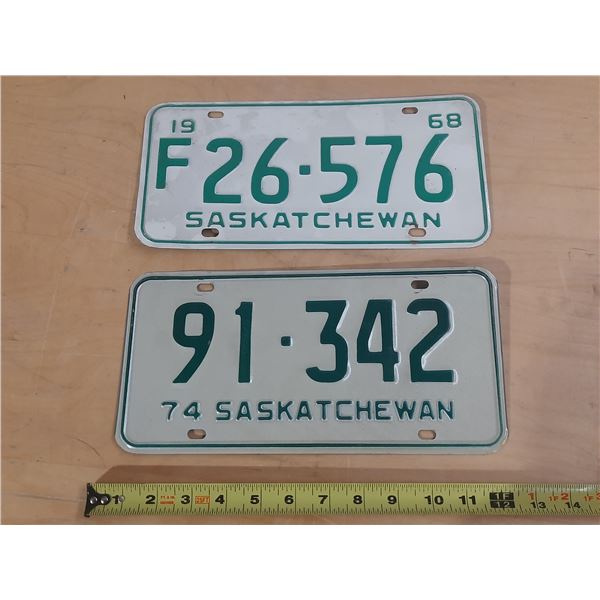 1968 and 1974 Saskatchewan Licence Plate.