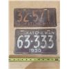 Image 1 : 1930 and 1931 Saskatchewan Licence Plate. (Re-Paint)