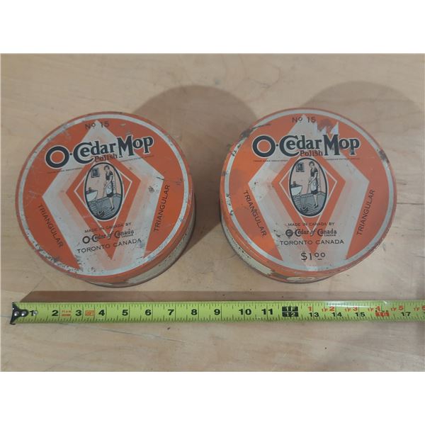 (2) O-Cedar Mop Polish Empty Tin.
