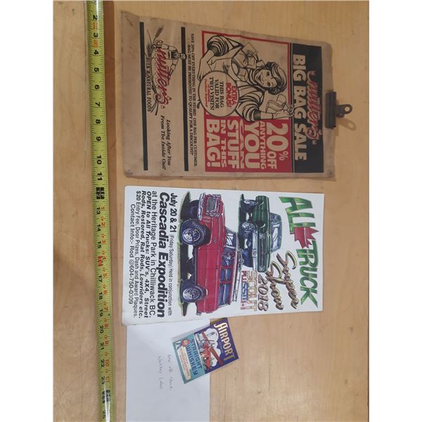 New Old Stock Whiskey Lable, Vintage Nutter's Bag and Truck Advertisment.
