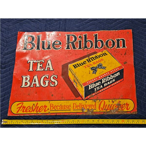 Antique Blue Ribbon Tea Sign