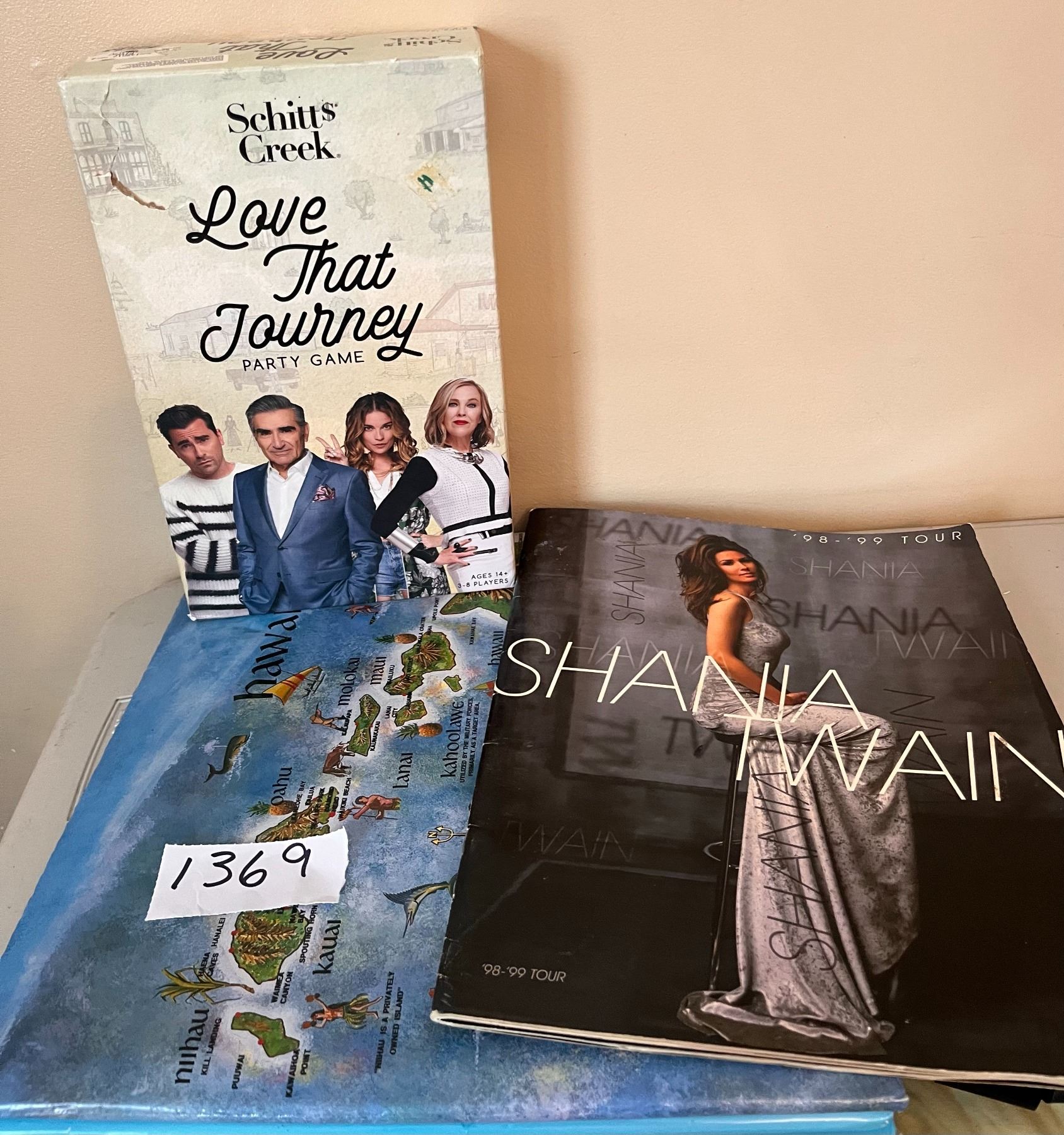 Schitts Creek Game, never played (box damaged) and Shania Twain tour ...