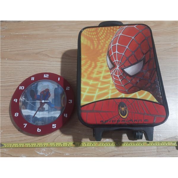 Kids Spiderman Suitecase with Spiderman Clock. (Untested)