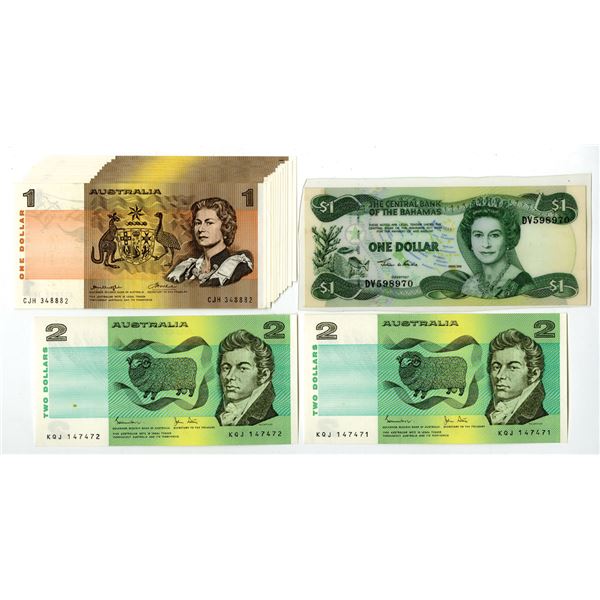 Reserve Bank of Australia and Central Bank of the Bahamas, ND (1974) to 2002, Issued Banknote Assort