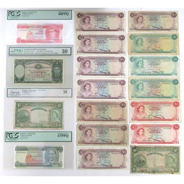 Australia, Bahamas, Barbados, L.1936 (1953) and ND (1975), Issued Banknote Collection.