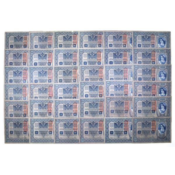 Austria. Austrian-Hungarian Bank Cash Receipt, ND (1919 - Old date 1902), Issued Group of Banknotes.