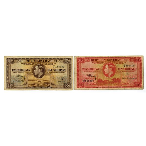 Bermuda. Bermuda Government, 1937, Issued Banknote Pair