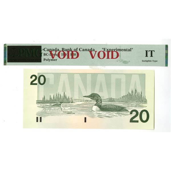 Canada. Bank of Canada, 1991, $20, "Printers Essay" "DuraNote" Polymer Paper Banknote.