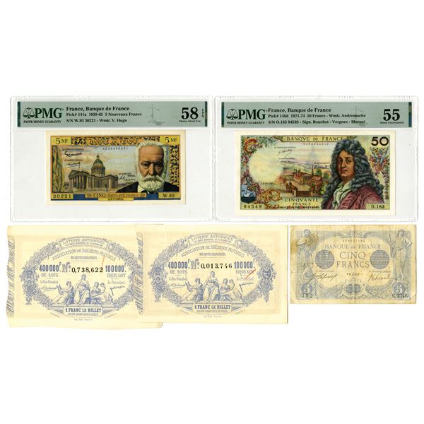 France. Banque de France and Association de Secours Mutuels des Artiste Dramatiques Lottery Tickets,