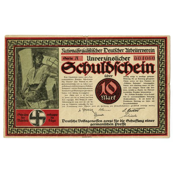 Germany (Third Reich). Nationalsozi alistischer Deutscher Arbeiterverein, Series A, Unverzinslicher 