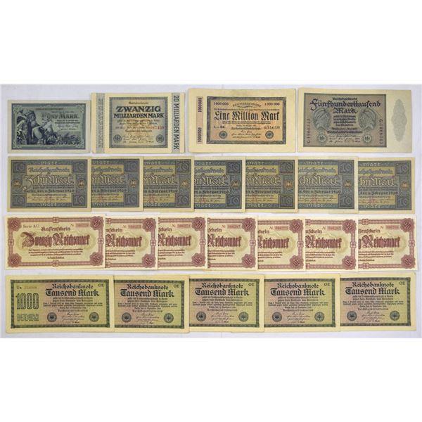 German Issued Banknote Assortment, 1904 to 1945.