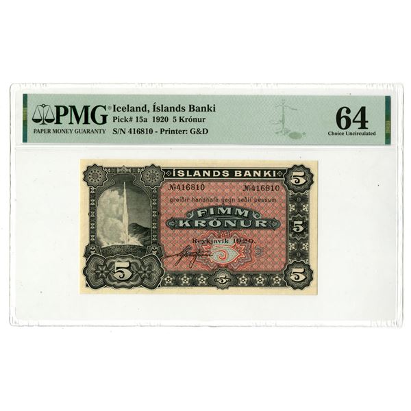 Iceland. Islands Banki, 1920, Issued Banknote