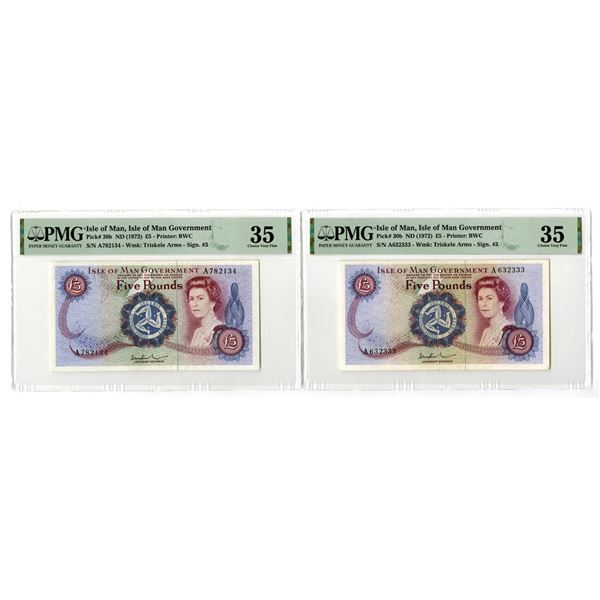 Isle of Man. Isle of Man Government, ND (1972), Issued Banknote Pair.