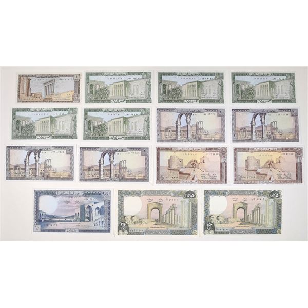 Lebanon. Banque du Liban, 1964 to 1988, Assortment of Issued Banknotes.