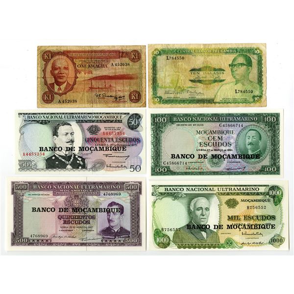 Mozambique, Ghana, & Malawi.  Assortment of Issued Banknotes, L.1964 (1971) to 1990