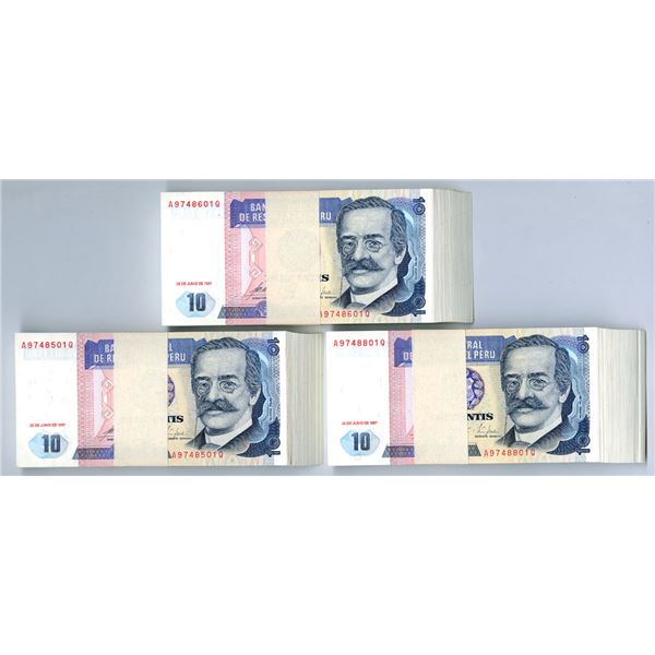 Peru. Banco Central de Reserva del Peru, 1987, 3 Packs of Banknotes