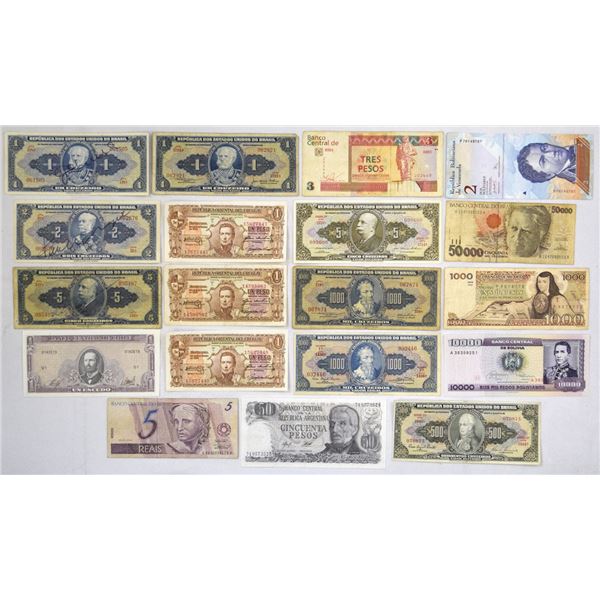 South American Collection of Issued Banknotes