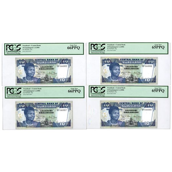 Swaziland. Central Bank of Swaziland, 2006, Issued Banknote Quartet.