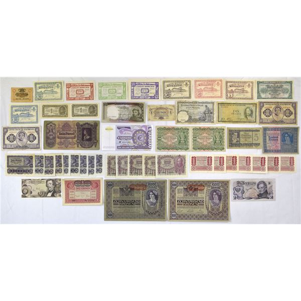 European Assortment of Issued Banknotes, 1890s to 2000s