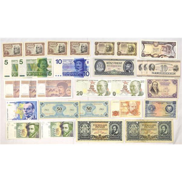 European Assortment of Issued Banknotes, ND (1943) to 2009