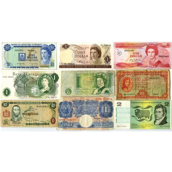 Former British Colonies, 1940 to 1982, Issued Banknote Assortment.