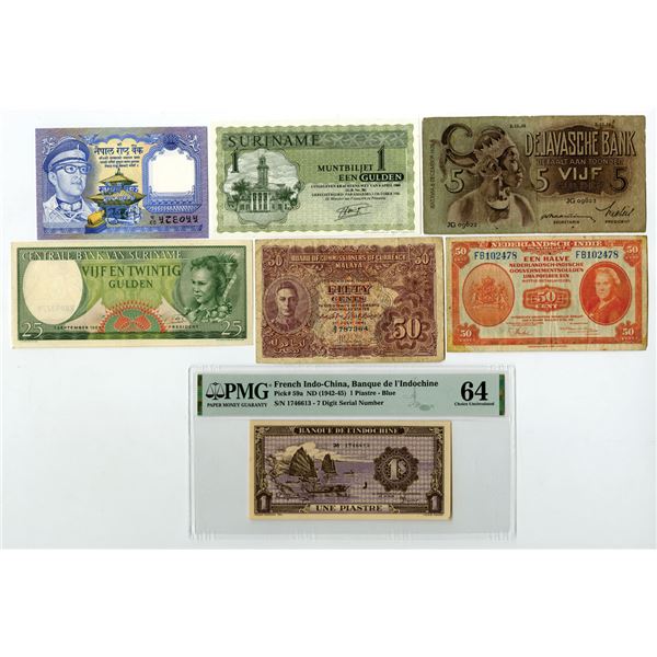 French Indo-China and Related Asian & Colonial Banknote Assortment, 1941 to ND (1974).