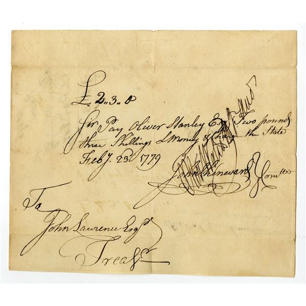 CT. Revolutionary War Connecticut, 1779 Promissory Note.