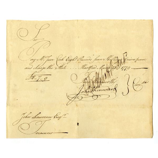 CT. Revolutionary War Connecticut, 1779 Promissory Note.