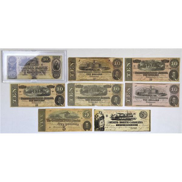 North Carolina, Canal Bank & Confederate States of America, 1862 to 1864, Banknote Assortment