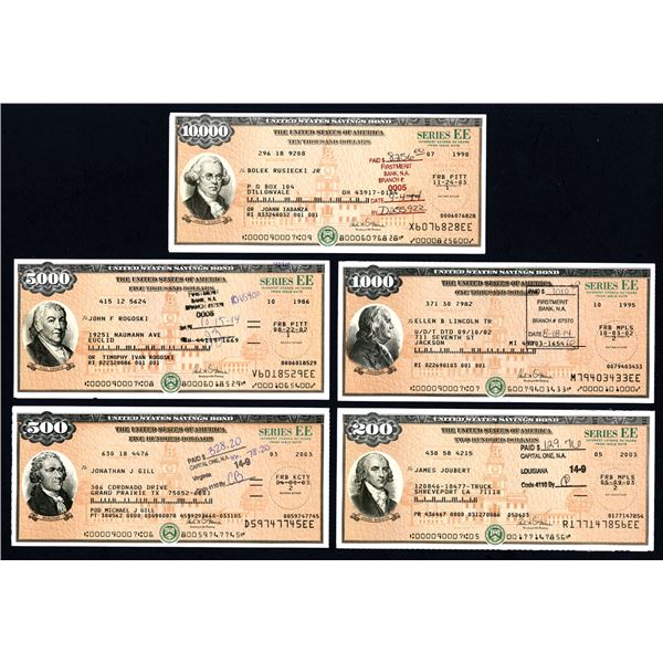 U.S. Savings Bond, Series EE, 1986 to 2003, Issued Savings Bond Collection