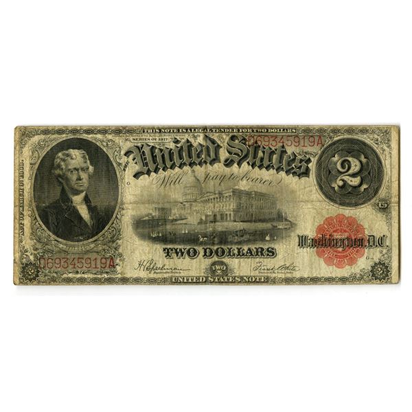 U.S.,  Legal Tender Note, Series of 1917, Issued Banknote.