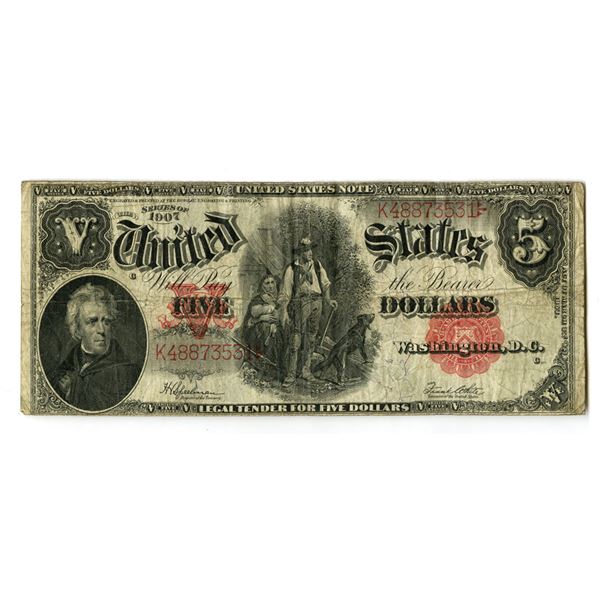 U.S.,  Legal Tender Note, Series of 1907, Issued Banknote.