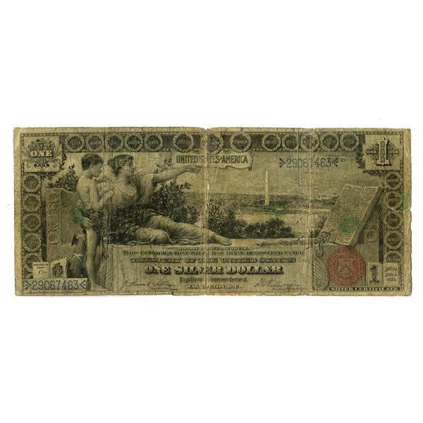 U.S.,  Silver Certificate, Series of 1896, Issued Banknote.