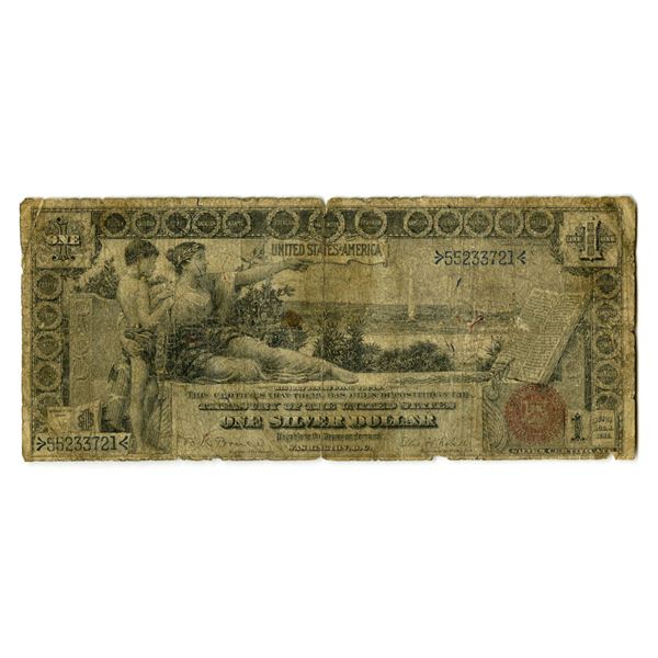 U.S.,  Silver Certificate, Series of 1896, Issued Banknote.