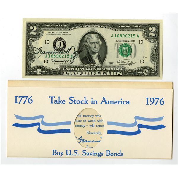 MO. U.S., F.R.N., $1, Series 1976, Fr.# 1935-J, Issued Banknote with "Francine Neff" Courtesy Autogr