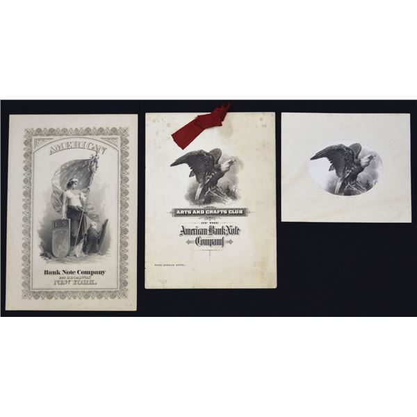 NY. ABNC, "Arts and Crafts Club", 1909 Booklet with Matching Large Die proof Screaming Eagle Vignett