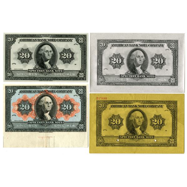 NY. ABNC, Specimen Advertising Note Quartet with matching designs with Washington in Middle, but in 