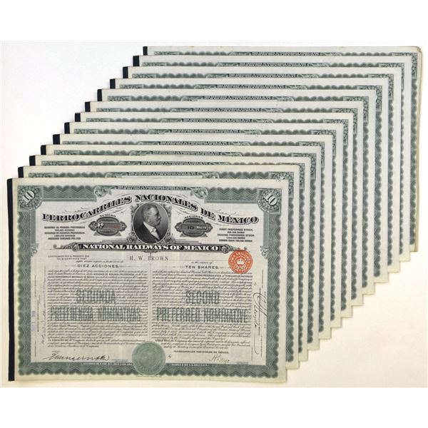 Mexico. Ferrocarriles Nacionales de Mexico, 1909, I/U Stock Assortment.