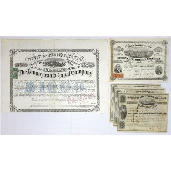 MA. KY. PA. Early American Transportation & Infrastructure Securities, 1830s to 1850s