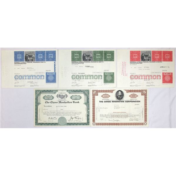 NY. Merrill Lynch & Chase Manhattan Financial Services, 1960 to 1972, I/C Stock Assortment.