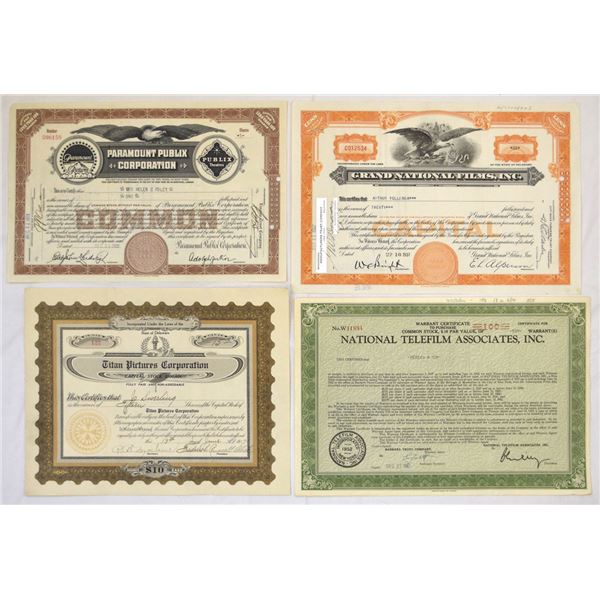Motion Picture & Film Industry Securities Assortment, 1917 to 1961