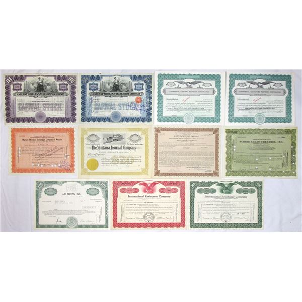 Communications, Media & Electronics Assortment, ca. 1910 to 1970s, Stock Certificate Assortment.