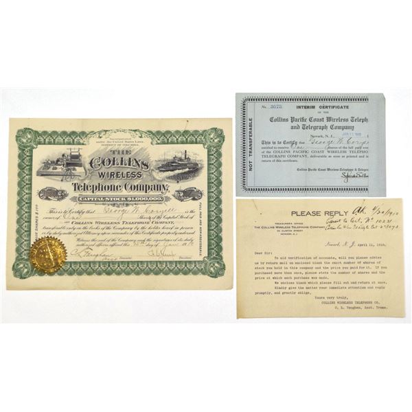 D.C. Collins Wireless Telephone Co. & Collins Pacific Coast Wireless Telephone & Telegraph Co., 1910