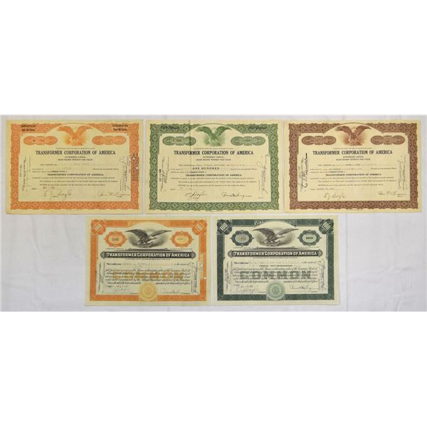 IL. Transformer Corp. of America, 1928 to 1930, I/U Stock Assortment.