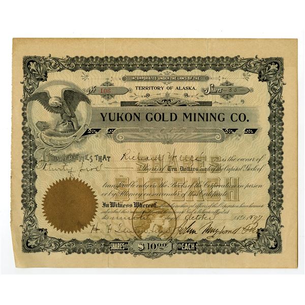 AK. Yukon Gold Mining Co., 1897, I/U Stock Certificate.