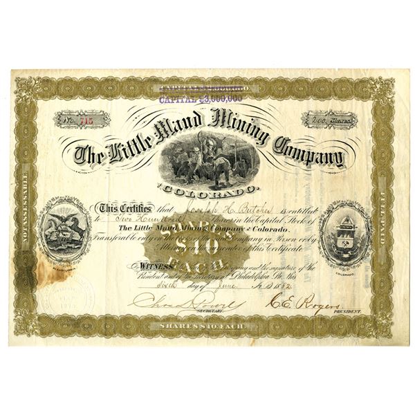 CO. Little Maid Mining Company of Colorado, 1882 I/U Stock Certificate
