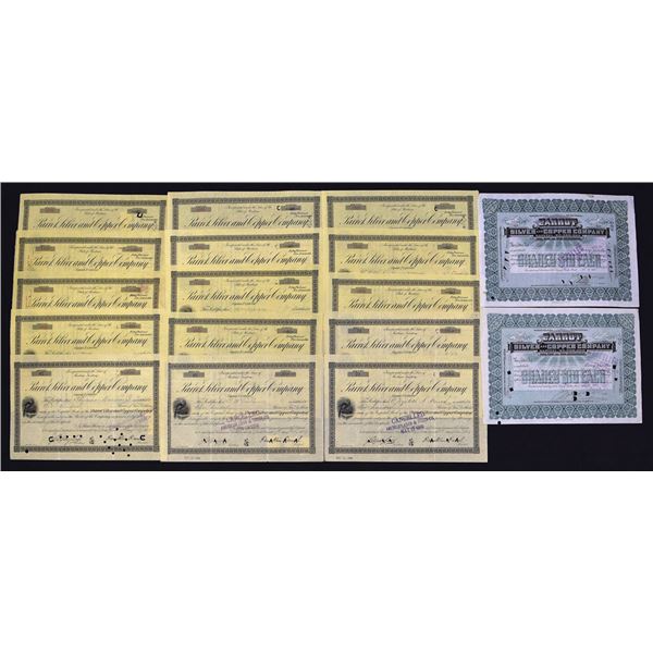 MT. Parrot Silver and Copper Co., 1889 to 1909, I/C Stock Certificate Assortment.