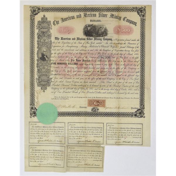 NY. American and Mexican Silver Mining Co., 1863, I/U Bond.