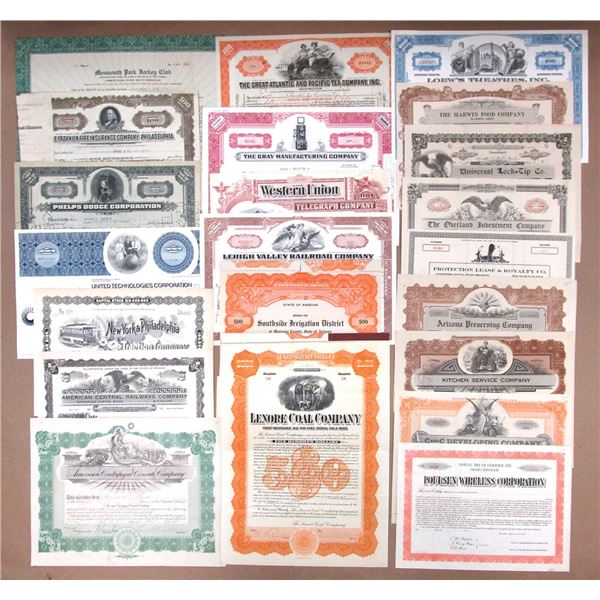 Mixed Collection of Issued and Unissued Stocks and Bonds, 1890s to 1977.