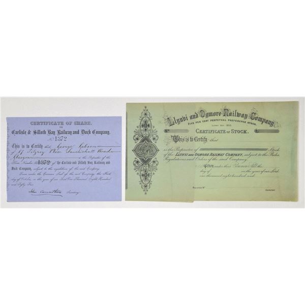 Great Britian. Carlisle & Silloth Bay Railway and Dock Co., and Llynvi & Ogmore Railway Co., 1855 to